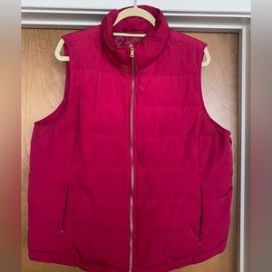 Talbots bright pink down puffer vest. Gold zipper. Size XL. EUC.